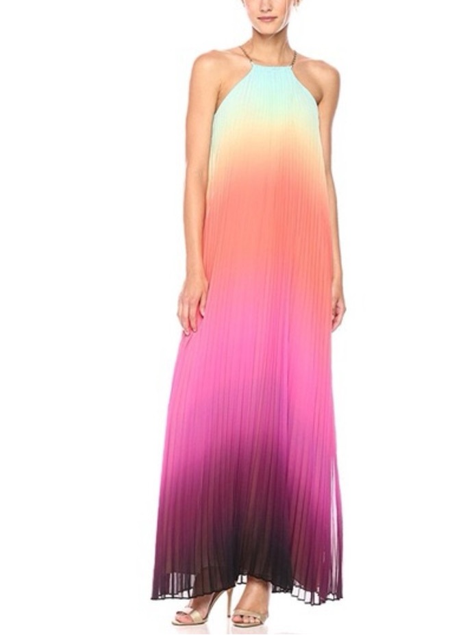 Trina Turk | Ombre Pleated Halter Maxi Dress, S